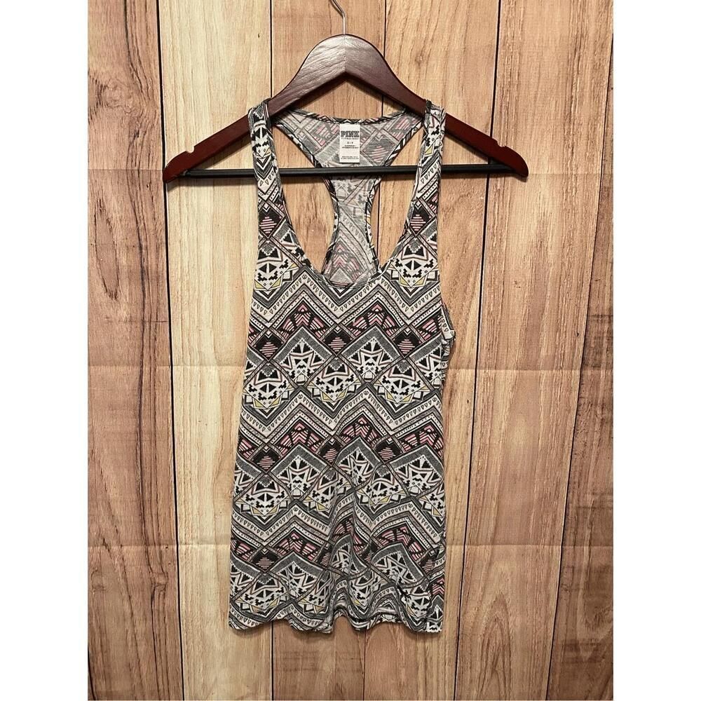 Victorias Secret PINK Small Aztec print racer back tank top sleepwear lounge